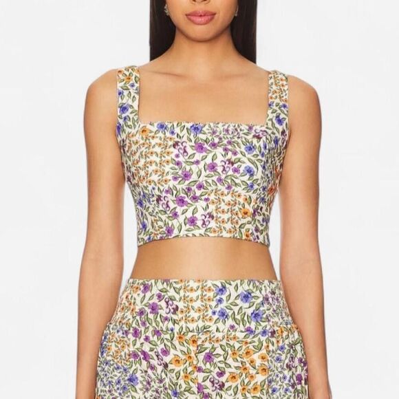 Agua Bendita Kosia Beaded Floral Cotton Crop Top – Vibrant Boho Y2K (M)🌸 - Picture 2 of 7